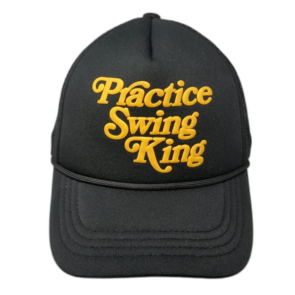 TopGolf Trucker Hat Black One Size Practice Swing King Snapback Mesh Golf Rope